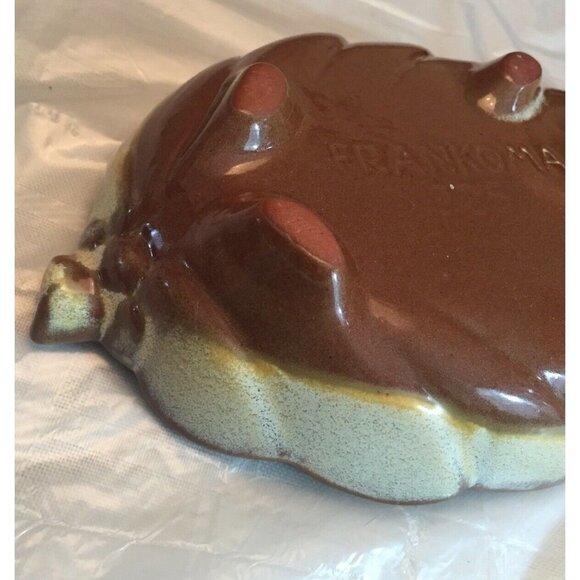 Vintage Frankoma Pottery Leaf Dish #225 Desert Gold 9” Long 4.5” Wide Footed - Picture 11 of 12